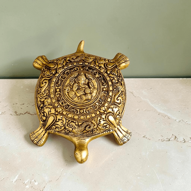 Handcrafted Brass Ganesha Tortoise Vastu Décor (2 Inch) | RoyalStuffs - Royalstuffs.com