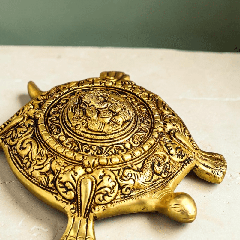 Handcrafted Brass Ganesha Tortoise Vastu Décor (2 Inch) | RoyalStuffs - Royalstuffs.com