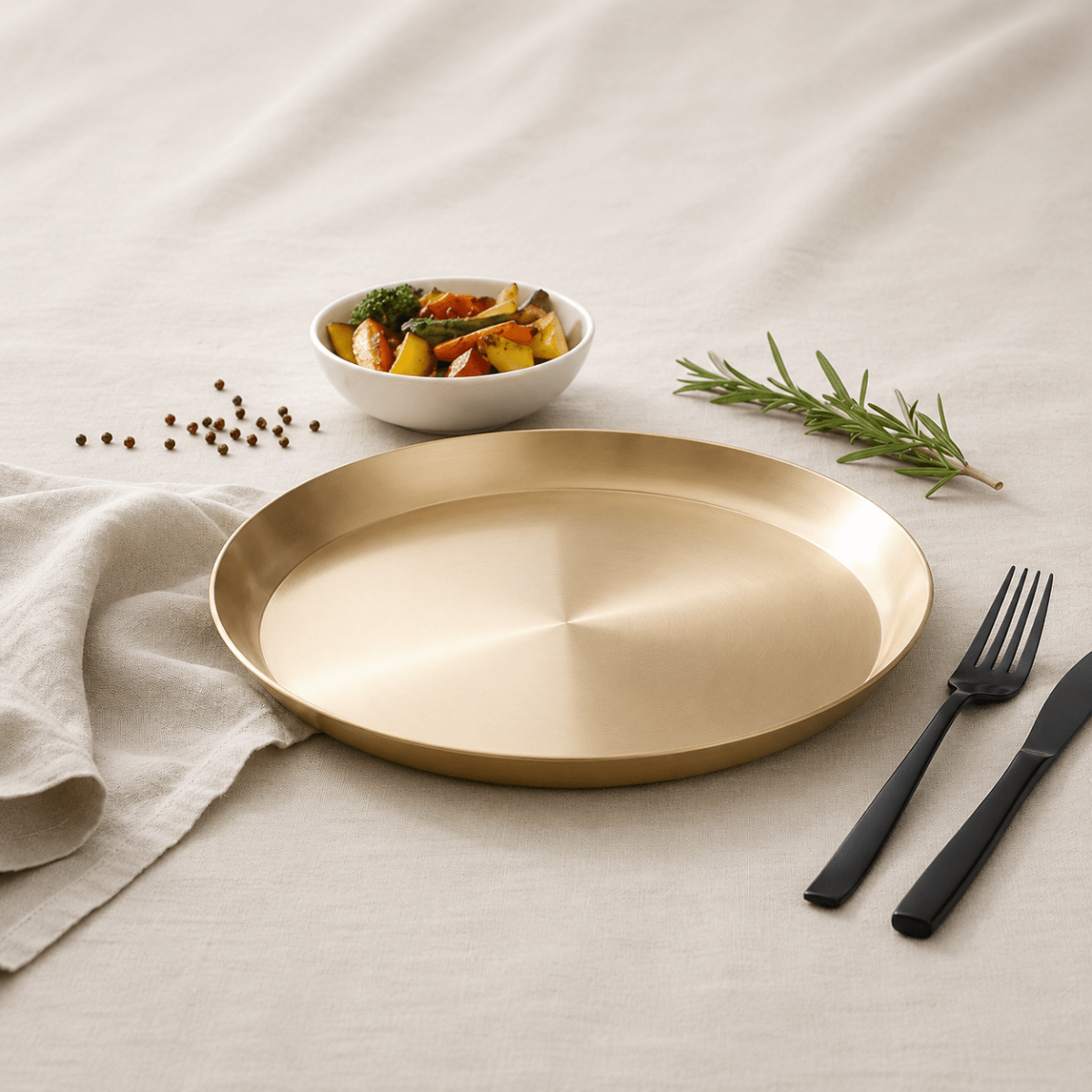 Handcrafted Brass Plate / Thali – Matte Finish - Royalstuffs.com