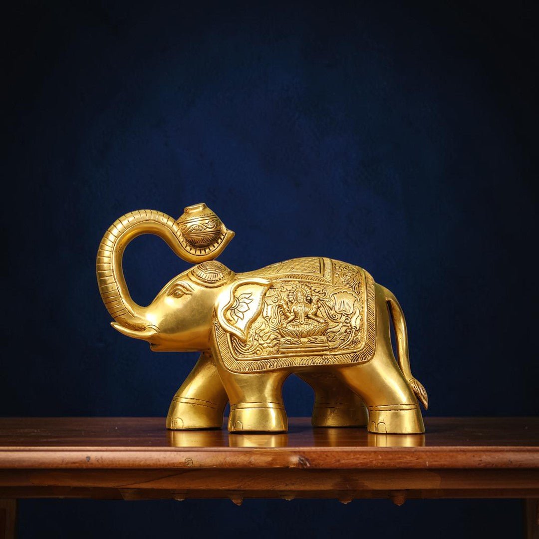 Handcrafted Brass Royal Elephant Statue (8.5 Inch) | RoyalStuffs - Royalstuffs.com