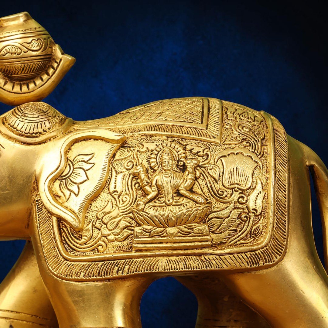 Handcrafted Brass Royal Elephant Statue (8.5 Inch) | RoyalStuffs - Royalstuffs.com