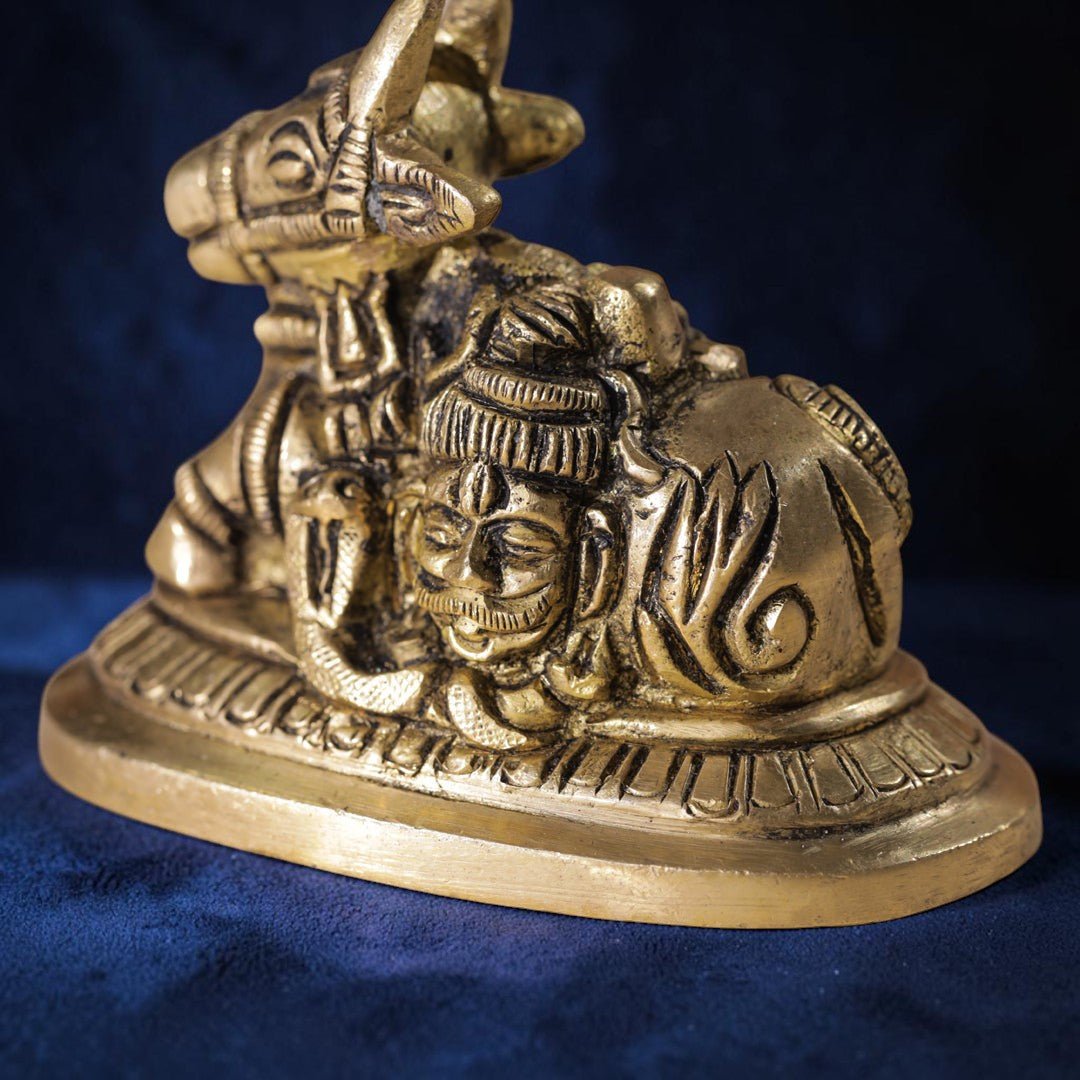 Handcrafted Brass Sitting Nandi Idol (2.5 Inch) | RoyalStuffs - Royalstuffs.com