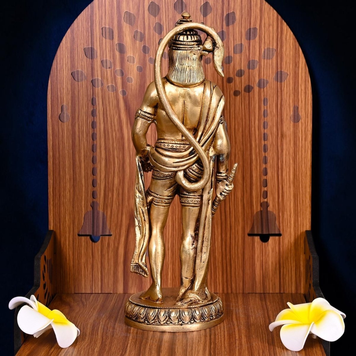 Handcrafted Brass Standing Hanuman Idol (10.5 Inch) | RoyalStuffs - Royalstuffs.com