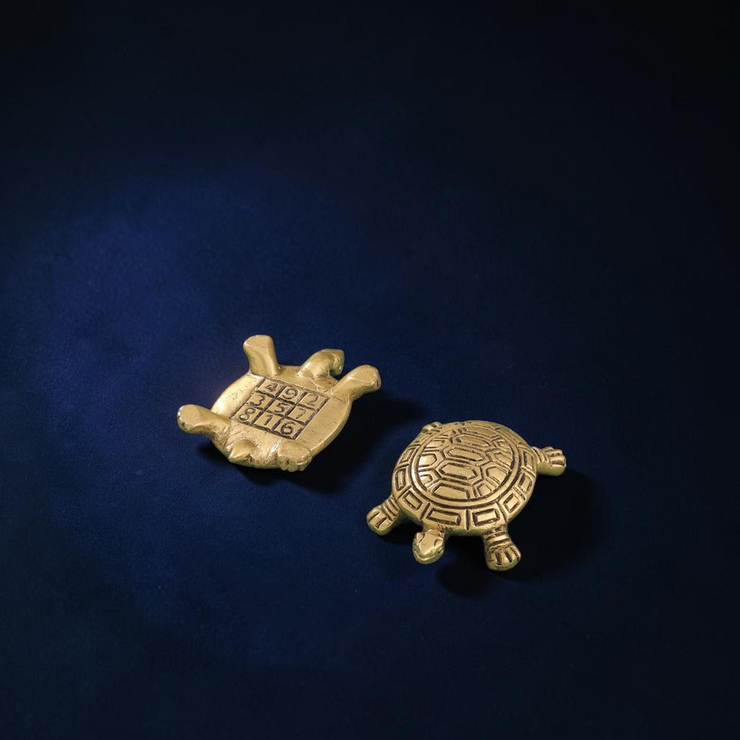 Handcrafted Brass Tortoise Pair for Vastu & Feng Shui (0.5 Inch) | RoyalStuffs - Royalstuffs.com