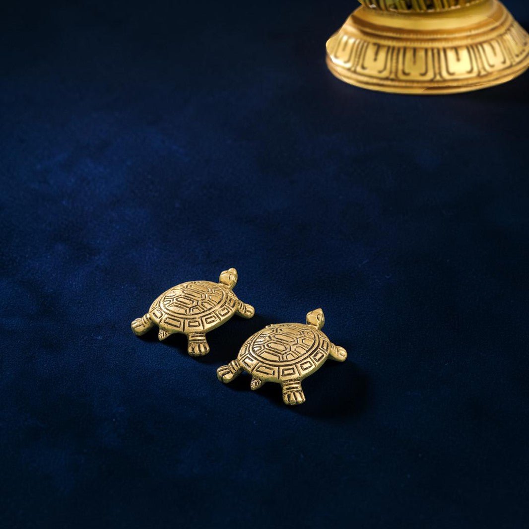 Handcrafted Brass Tortoise Pair for Vastu & Feng Shui (0.5 Inch) | RoyalStuffs - Royalstuffs.com