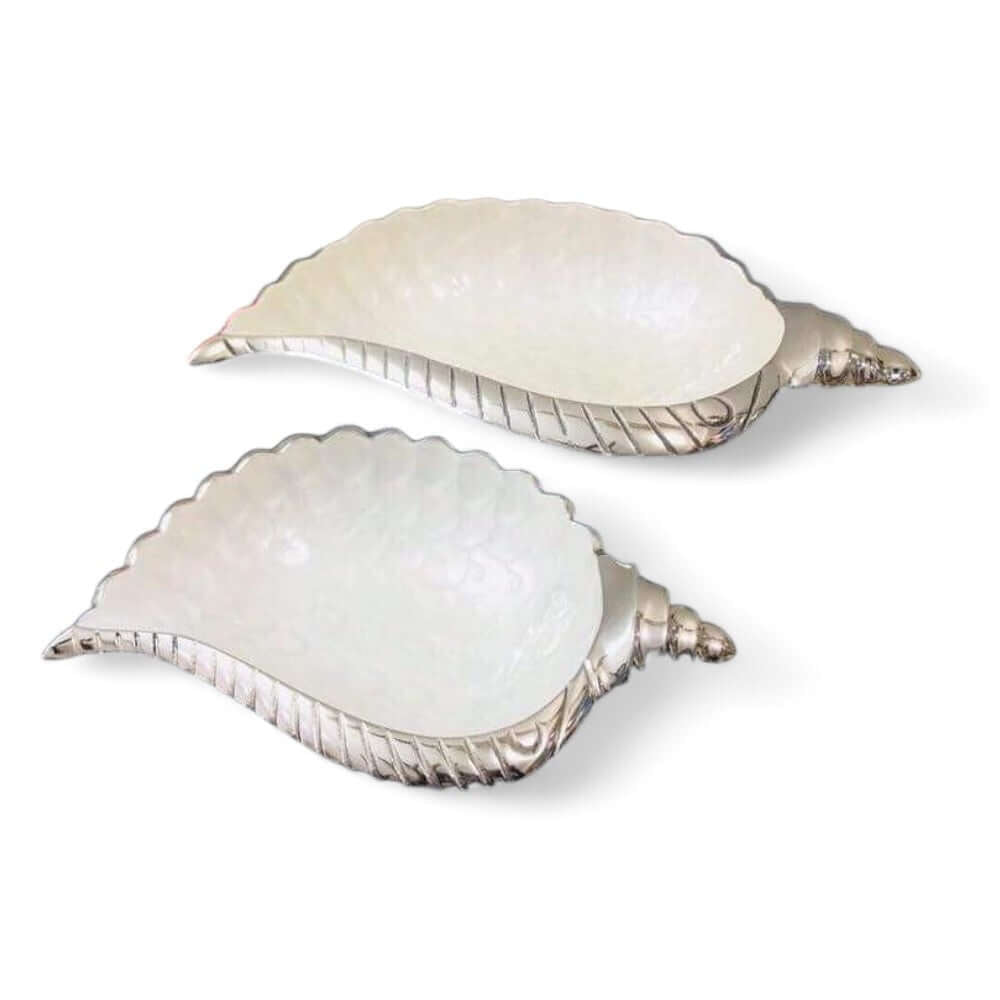 Handcrafted Conch Shell Serving Dish - Metalware Bowl Set - Royalstuffs.com
