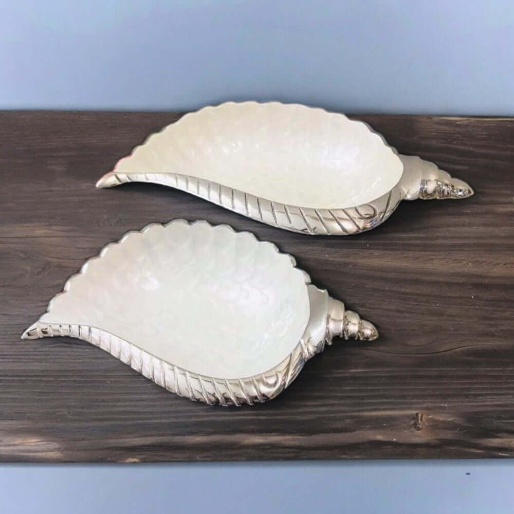 Handcrafted Conch Shell Serving Dish - Metalware Bowl Set - Royalstuffs.com