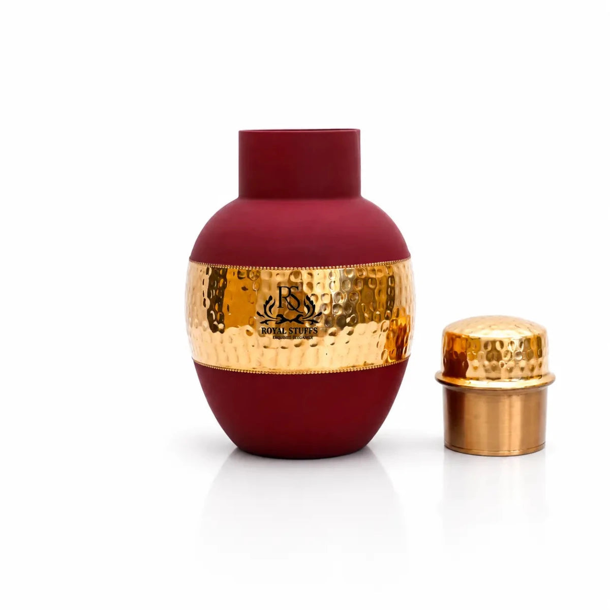 Handcrafted Copper Pitcher with Drinking Glass Lid 1200 ml | Leak Proof | Ayurvedic Health Benefits - Royalstuffs.com