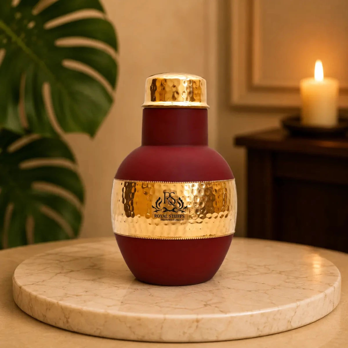 Handcrafted Copper Pitcher with Drinking Glass Lid 1200 ml | Leak Proof | Ayurvedic Health Benefits - Royalstuffs.com