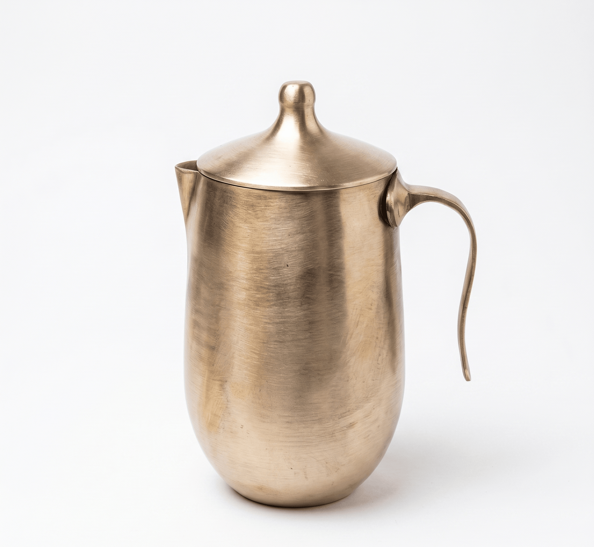 Handcrafted Damru Kansa (Bronze) Jug with Lid | Matte Finish Traditional Water Pitcher | 1500ml - Royalstuffs.com