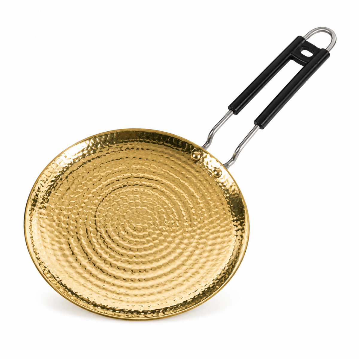 Handcrafted Hammered Brass Tawa with Broad Handle | RoyalStuffs - Royalstuffs.com