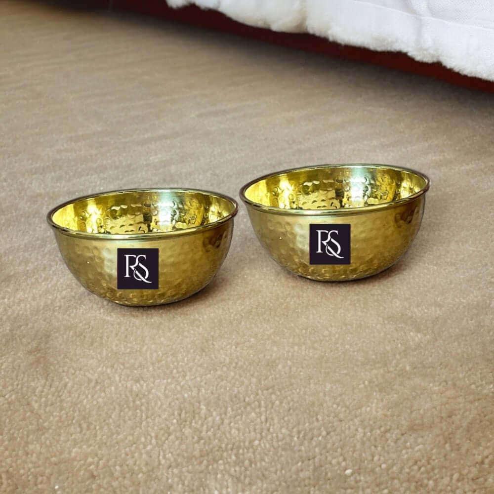 Handcrafted Pure Brass Hammered Round Shaped Bowl -150ml - Royalstuffs.com
