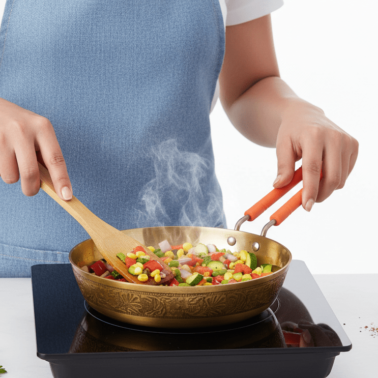 Handmade Brass Frying Pan for Cooking – Available in 1L & 1.5L - Royalstuffs.com