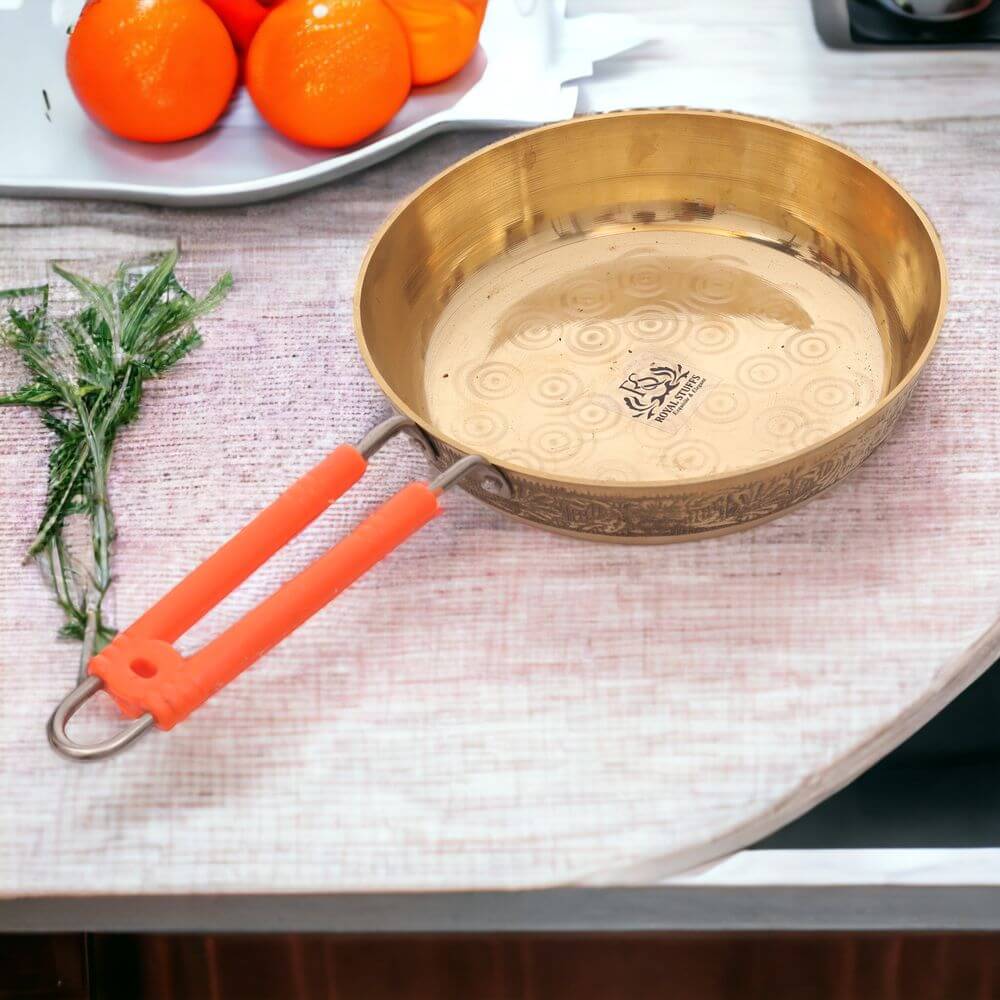 Handmade Brass Frying Pan for Cooking – Available in 1L & 1.5L - Royalstuffs.com