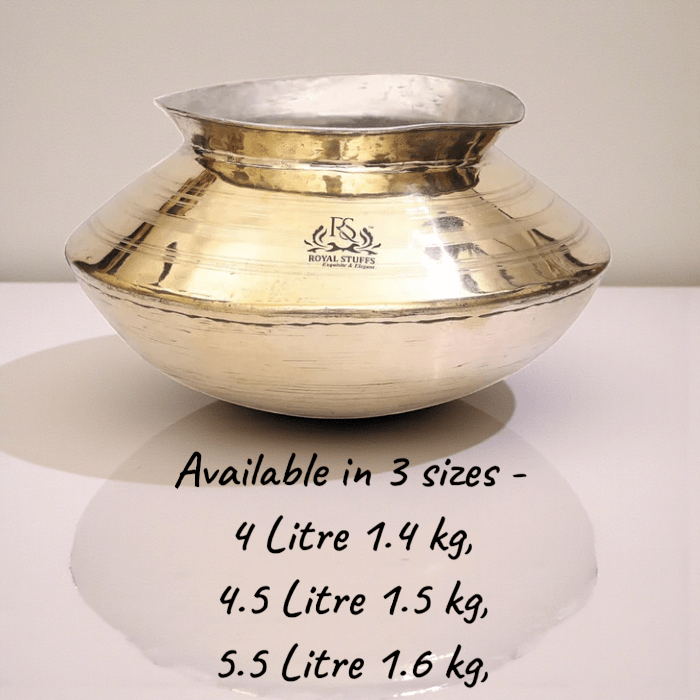 Handmade Brass Handi with Pure Tin Coating | Traditional Heavy Bottom Cooking Pot - Royalstuffs.com