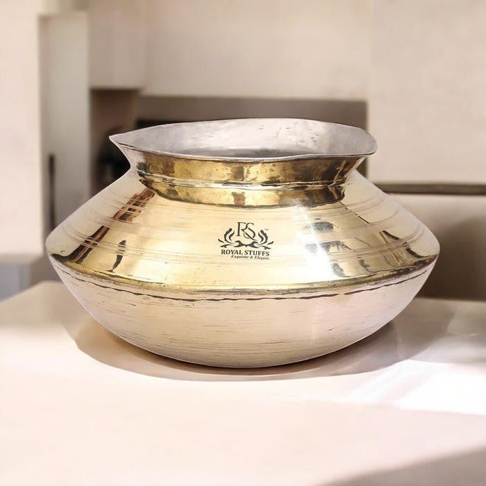 Handmade Brass Handi with Pure Tin Coating | Traditional Heavy Bottom Cooking Pot - Royalstuffs.com