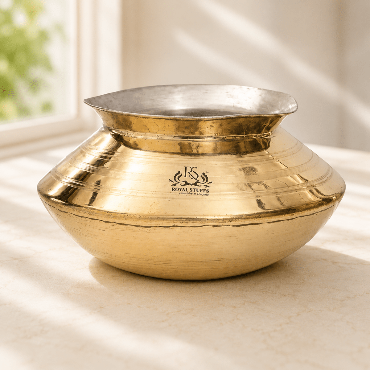 Handmade Brass Handi with Pure Tin Coating | Traditional Heavy Bottom Cooking Pot - Royalstuffs.com