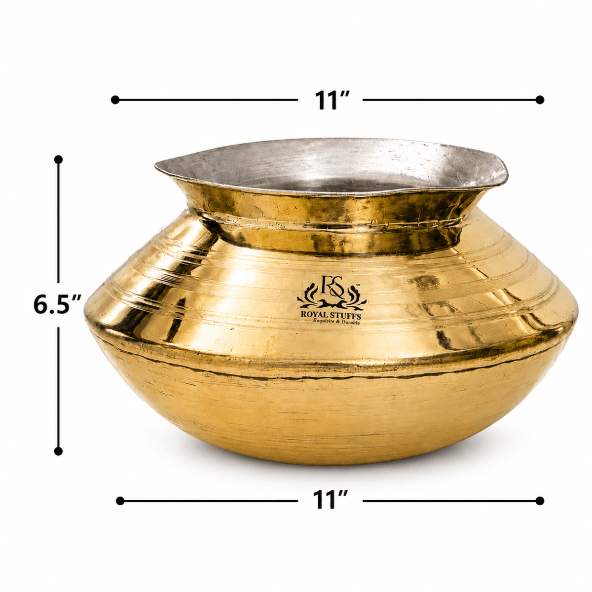 Handmade Brass Handi with Pure Tin Coating | Traditional Heavy Bottom Cooking Pot - Royalstuffs.com