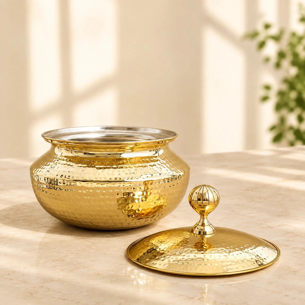 Handmade Brass Patili with Kalai (Tin) Coating Inside – Available in 1.7L, 2.7L, 3.4L & 4.9L - Royalstuffs.com