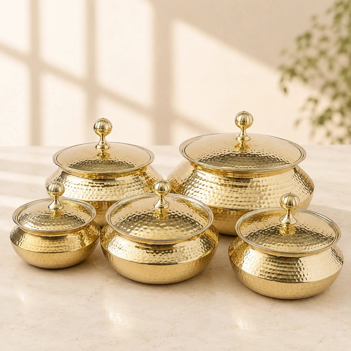 Handmade Brass Patili with Kalai (Tin) Coating Inside – Available in 1.7L, 2.7L, 3.4L & 4.9L - Royalstuffs.com