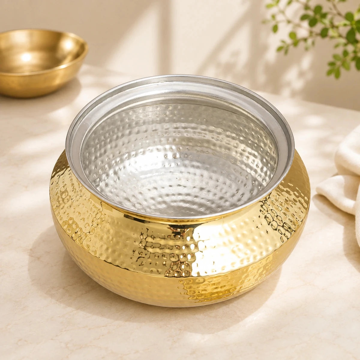 Handmade Brass Patili with Kalai (Tin) Coating Inside – Available in 1.7L, 2.7L, 3.4L & 4.9L - Royalstuffs.com