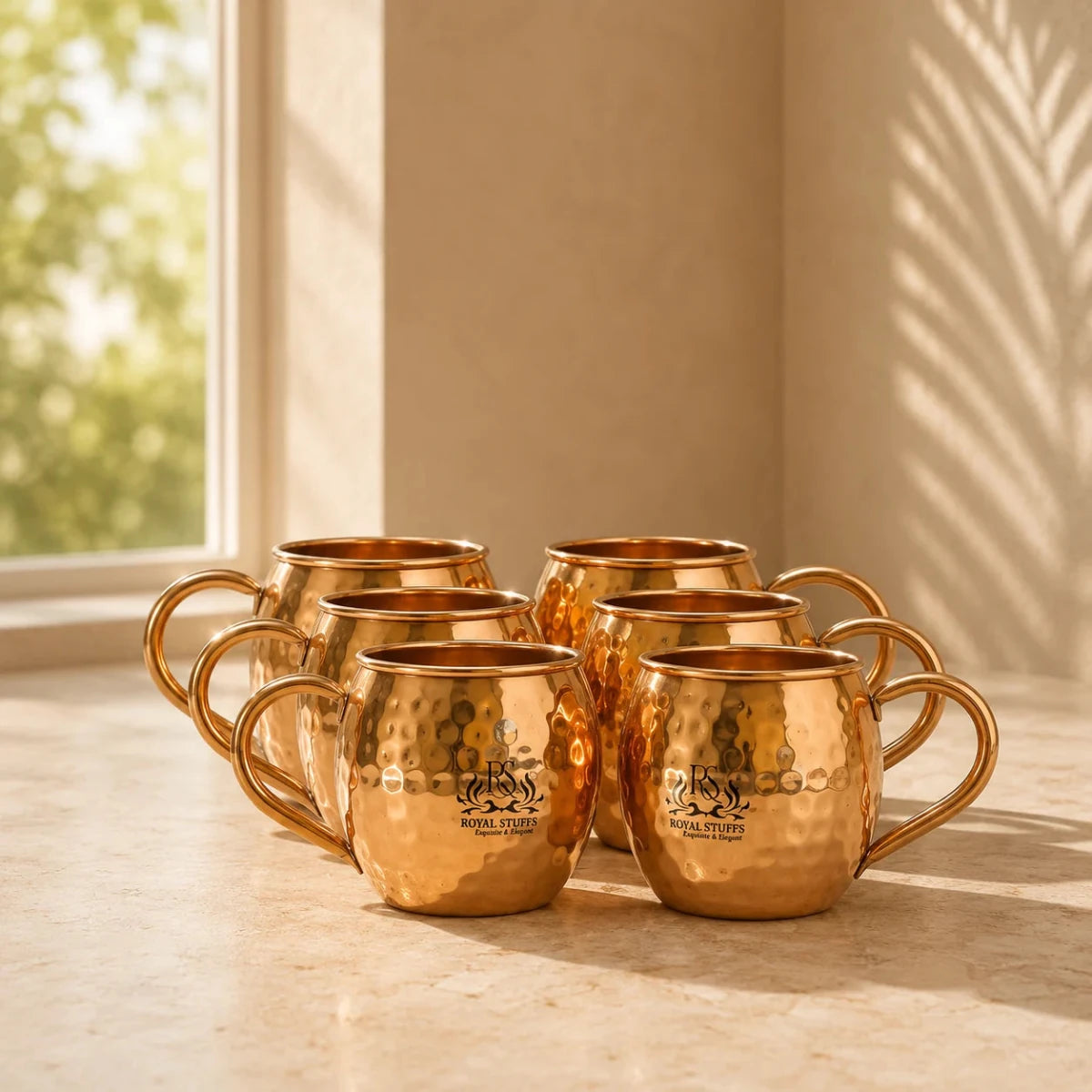 Handmade Copperware Moscow Mule Vodka Drinkware Copper Mugs Set of 6 - Royalstuffs.com