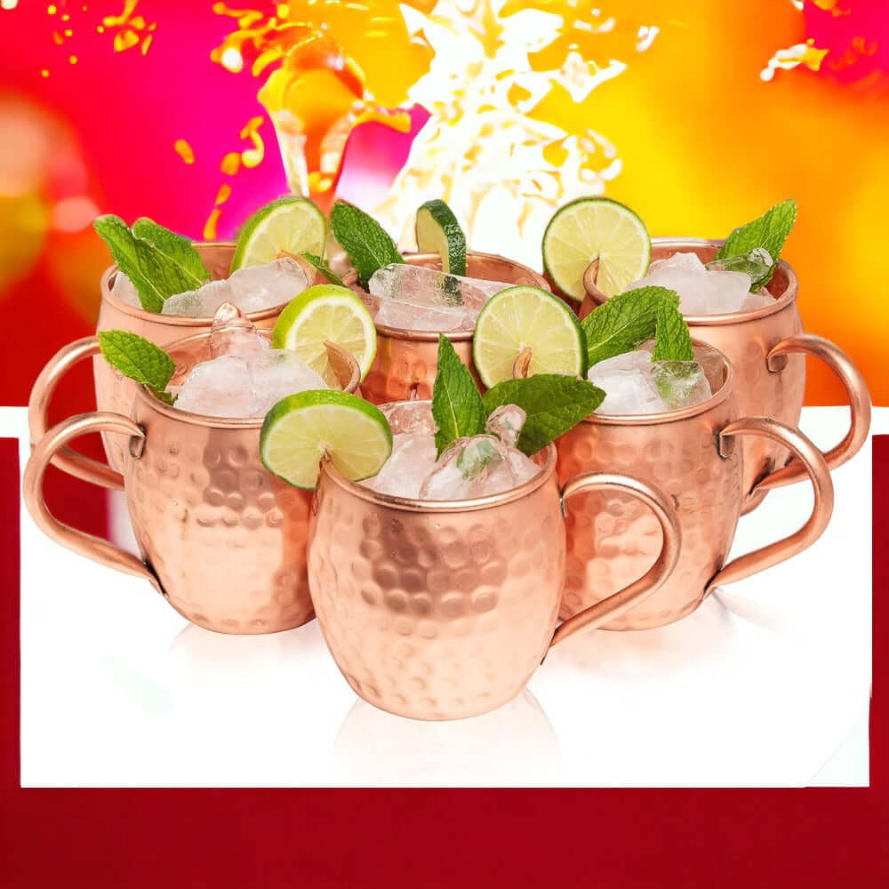 Handmade Copperware Moscow Mule Vodka Drinkware Copper Mugs Set of 6 - Royalstuffs.com
