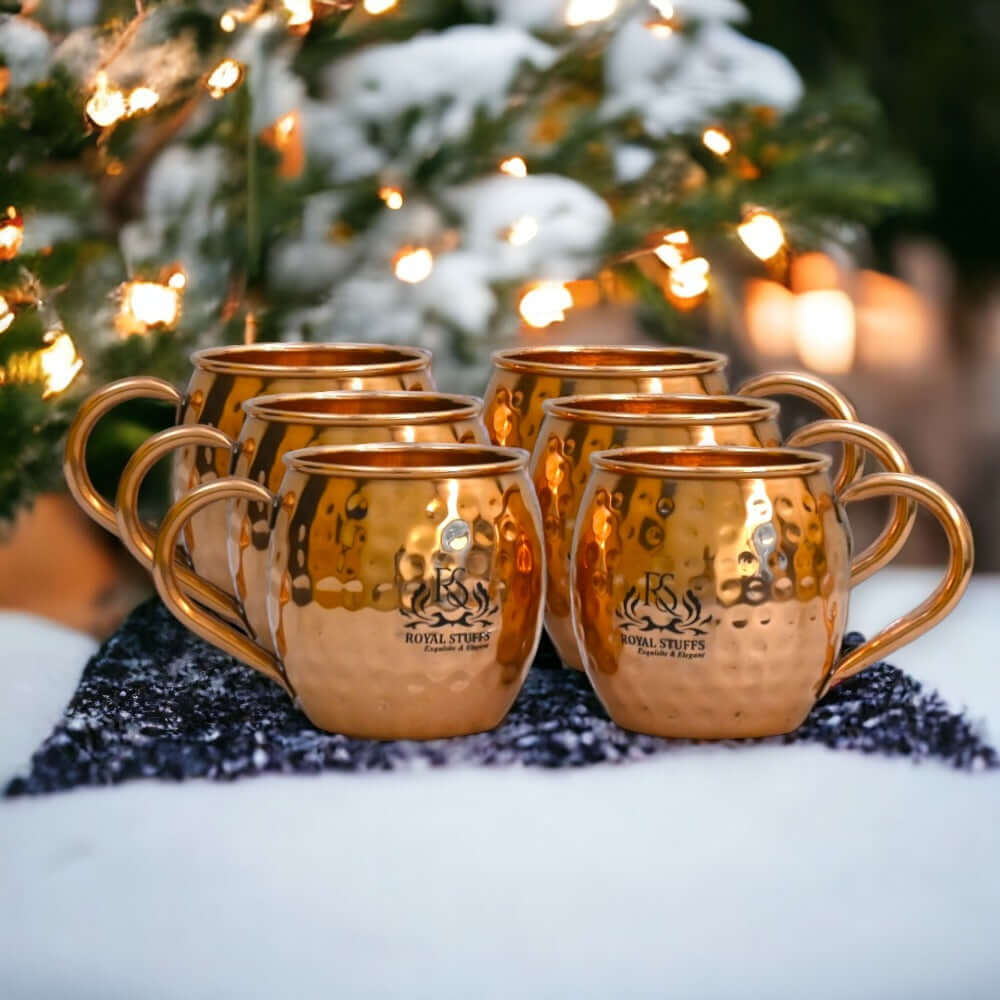 Handmade Copperware Moscow Mule Vodka Drinkware Copper Mugs Set of 6 - Royalstuffs.com