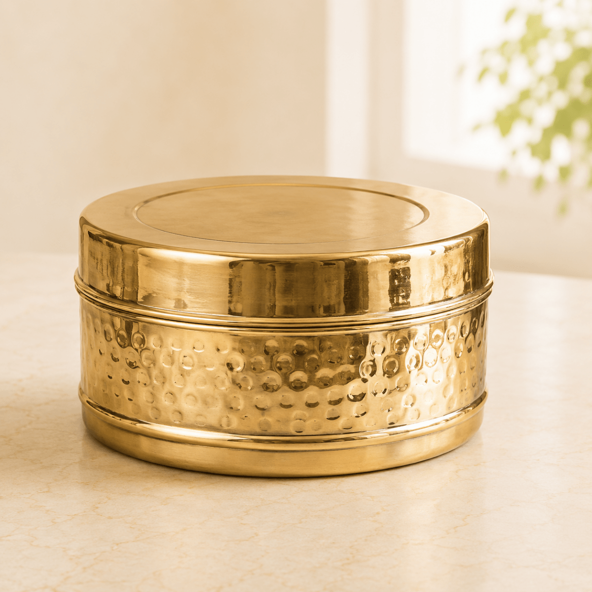 Handmade Hammered Brass 3-Tier Lunch Box (Traditional Tiffin Carrier) - Royalstuffs.com