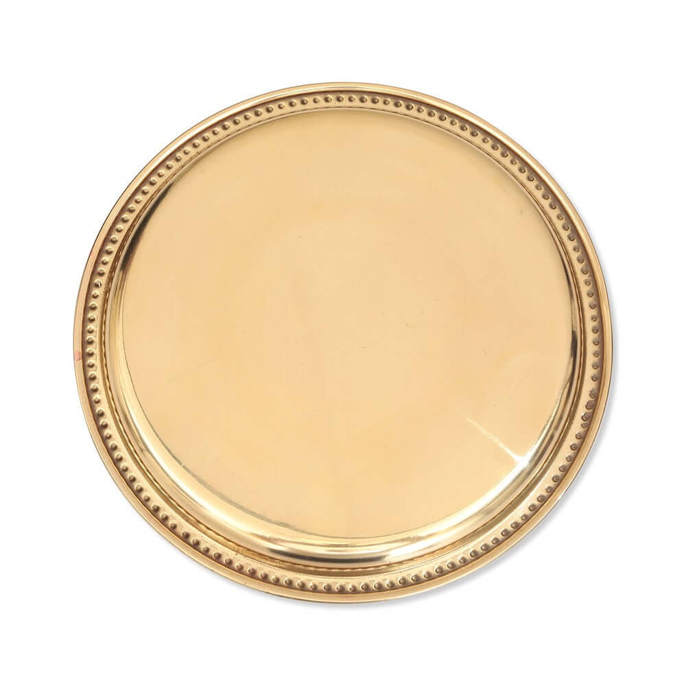 Handmade Pure Brass Plate Dish Embossed Design Round Shape Plate - Royalstuffs.com
