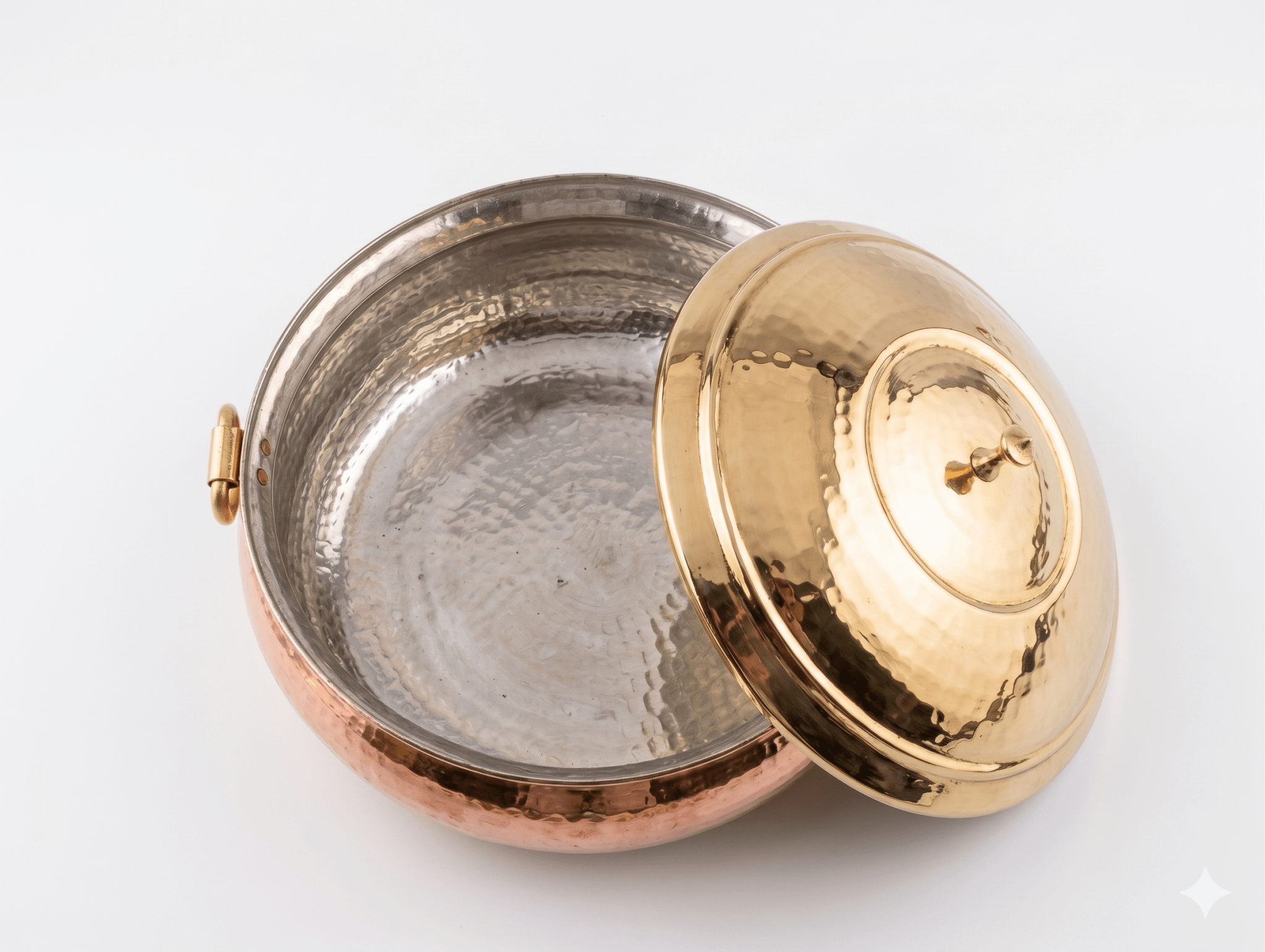 Handmade Pure Copper Handi with Brass Lid | Traditional Heavy Gauge Copper Cooking & Serving Pot | 10 Ltr & 14 Ltr - Royalstuffs.com