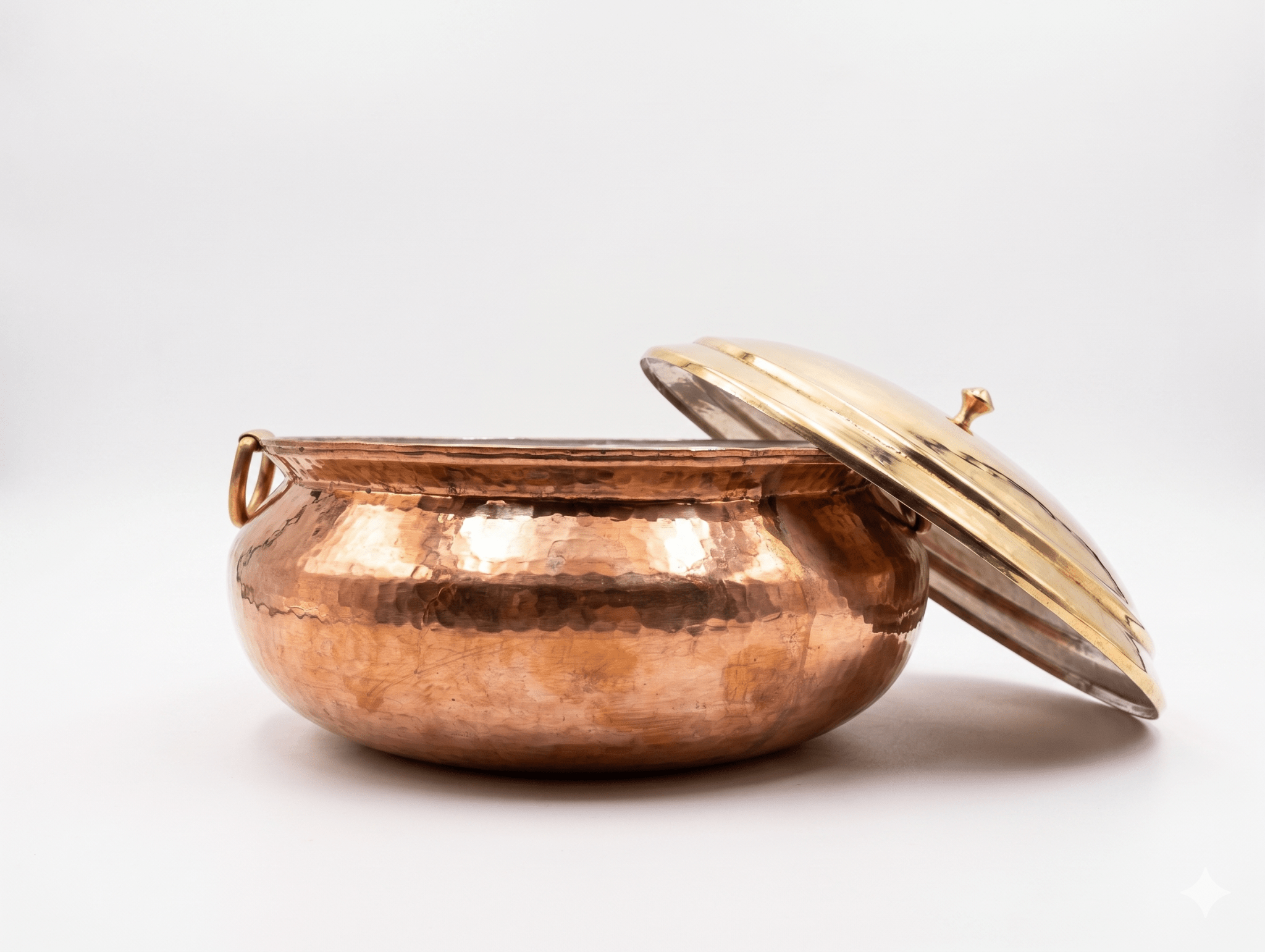 Handmade Pure Copper Handi with Brass Lid | Traditional Heavy Gauge Copper Cooking & Serving Pot | 10 Ltr & 14 Ltr - Royalstuffs.com