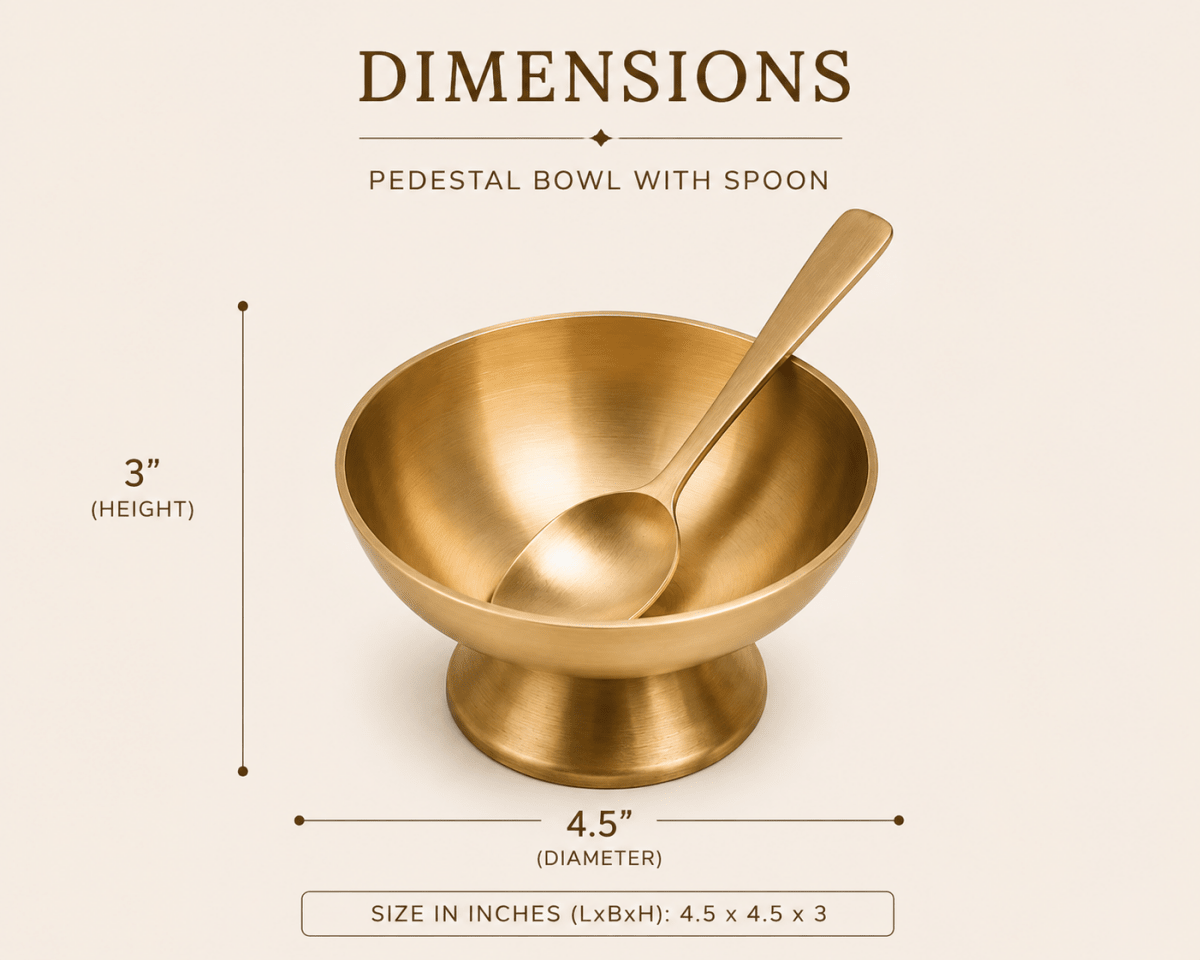 Handmade Pure Kansa Ice Cream Cup with Spoon Matt | Set of 2 | Traditional Bronze Dessert Bowl - Royalstuffs.com
