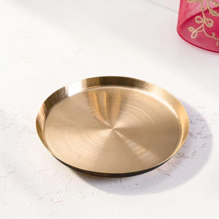 Handmade Pure Kansa Thali (Bronze Plate) – Traditional Indian Dinnerware | RoyalStuffs.com - Royalstuffs.com