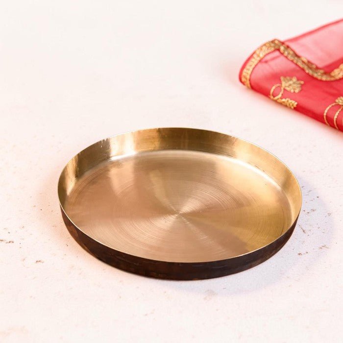 Handmade Pure Kansa Thali (Bronze Plate) – Traditional Indian Dinnerware | RoyalStuffs.com - Royalstuffs.com