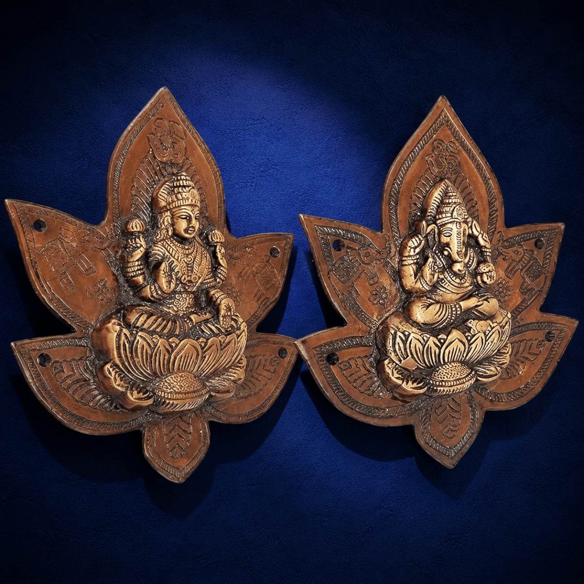 Heavy Brass Lakshmi Ganesh Patta Wall and Door Hanging Showpiece Brass Antique Unique Design - Royalstuffs.com
