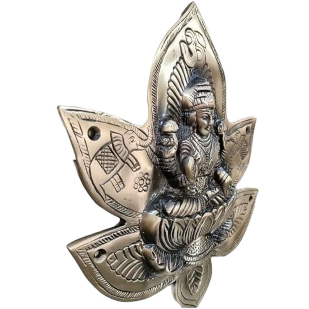 Side View of Heavy Brass Lakshmi Ganesh Patta Wall & Door Hanging Showpiece 800g