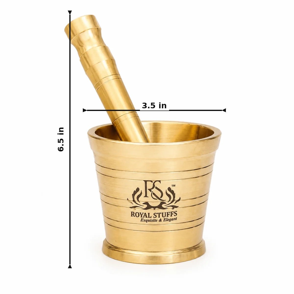 Heavy Brass Mortar Pestle Hand Smasher Kitchen Khalbatta Okhli Masher - Royalstuffs.com