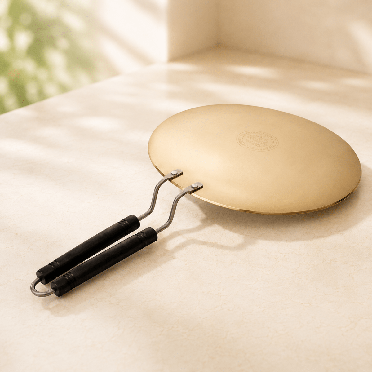 Heavy Weighted Brass Tawa/Tawa for Roti/Chapati/Naan with Double Handle - Royalstuffs.com