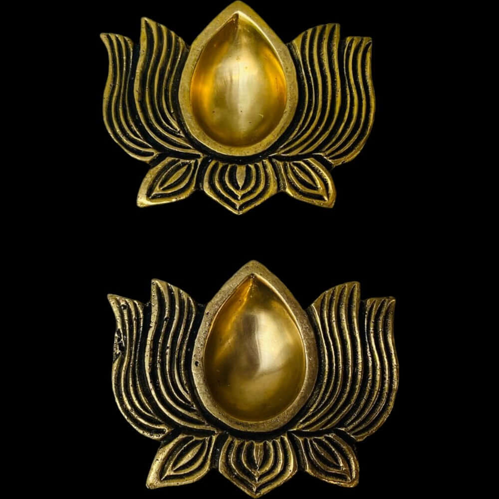 Premium Brass Lotus Diya Set of 8 with Traditional Lotus Design for Home Temple and Spiritual Decor