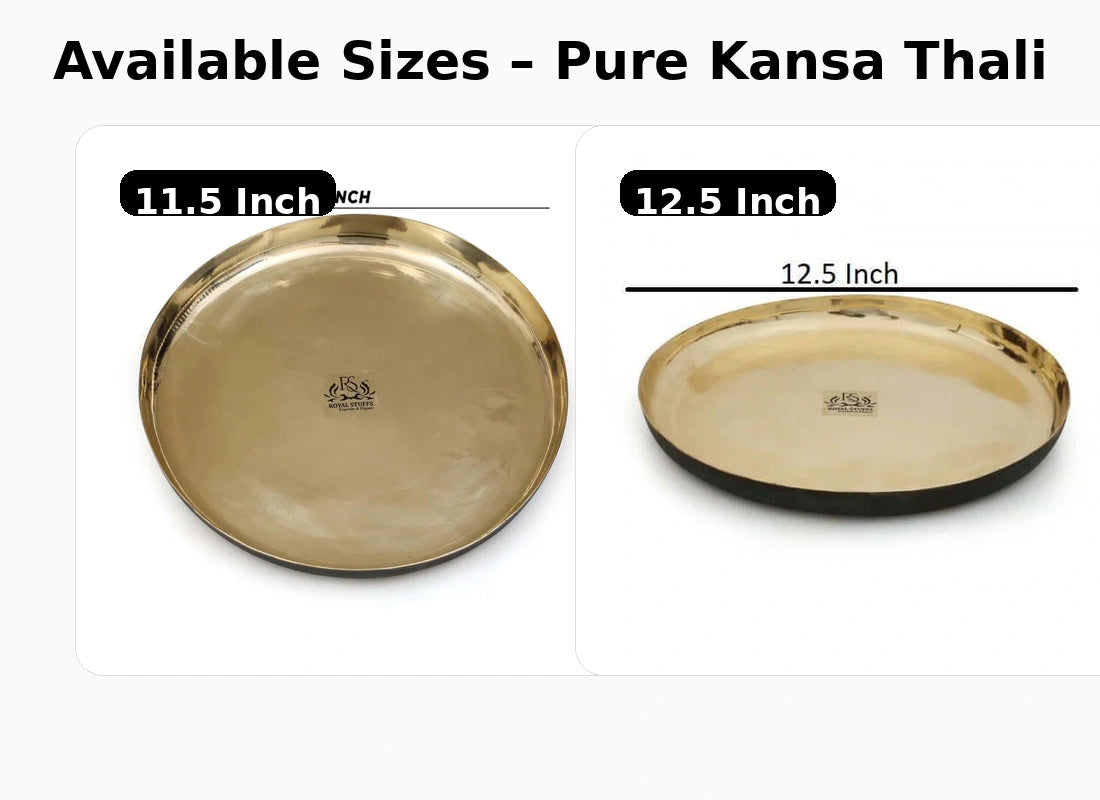 Handmade Pure Bronze Kansa Vintage Thali for Dining, Serving & Gifting