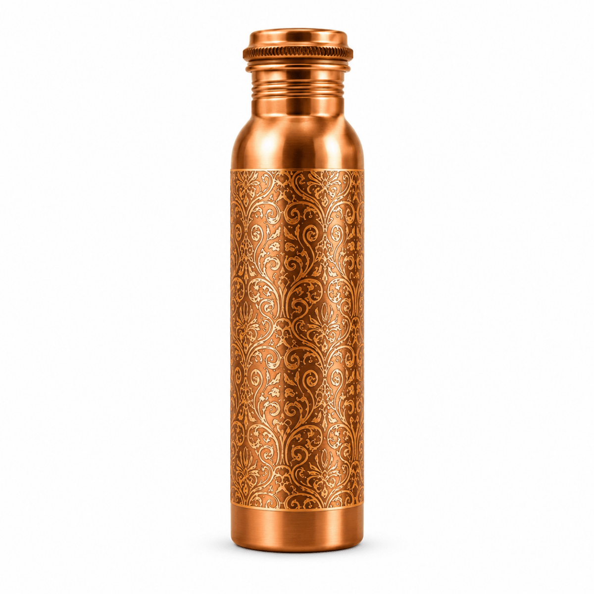 Laser Etching Antique Pure Copper Water Bottle - 1 Liter - Royalstuffs.com