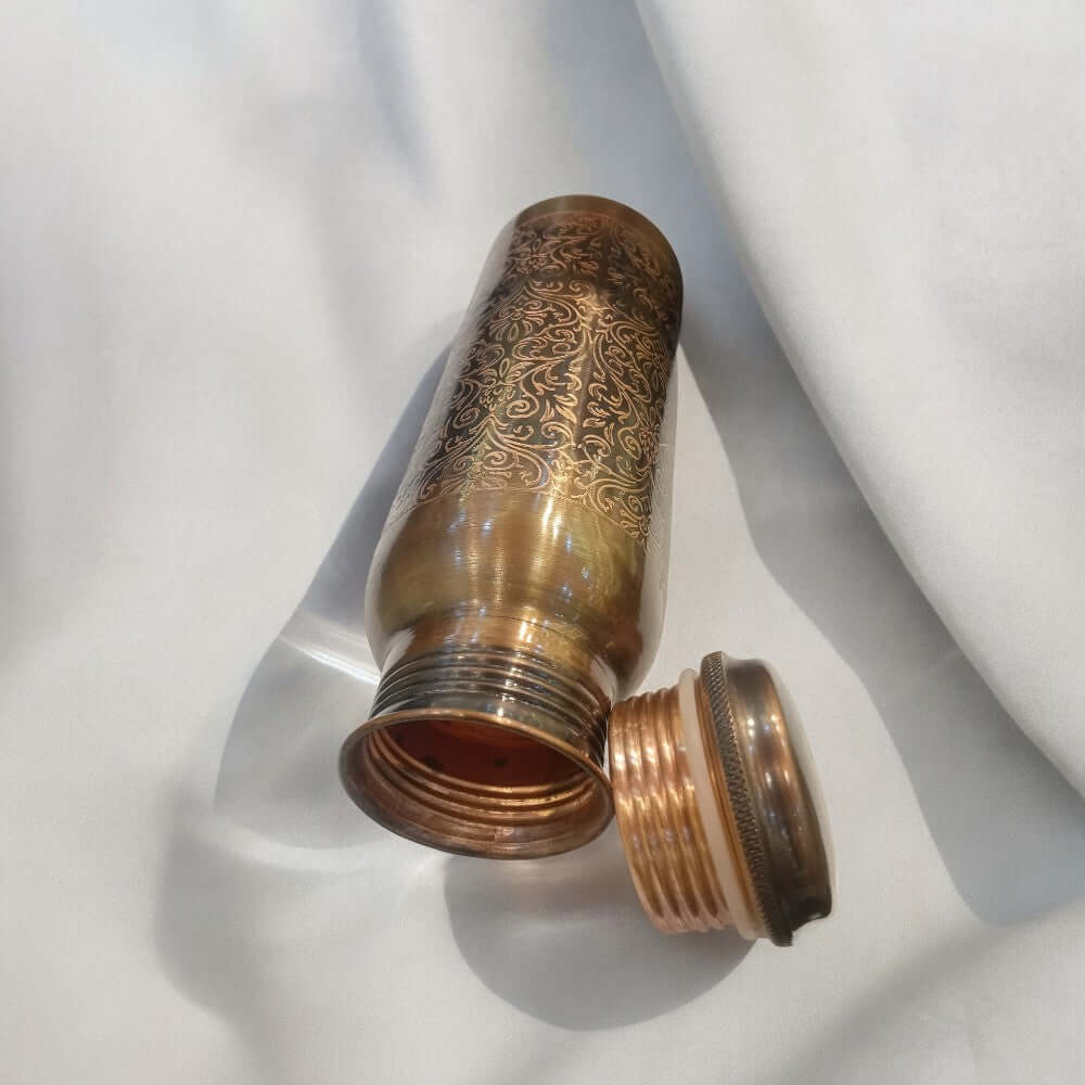 Laser Etching Antique Pure Copper Water Bottle - 1 Liter - Royalstuffs.com