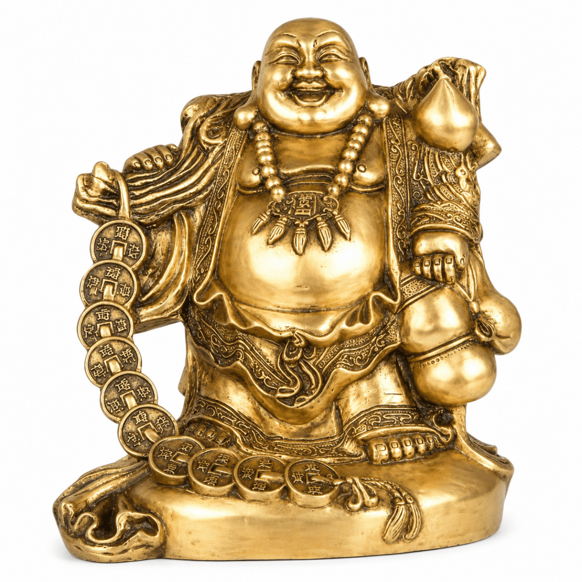 Laughing Buddha Buddha of Wealth and Money Feng Shui Brass Metal Statue 26 cm, Inches 8.1 Kg - Royalstuffs.com