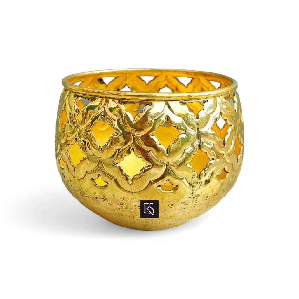 Luxurious Brass Decorative Flower Pot - 7 Inch for Indoor & Outdoor - Royalstuffs.com