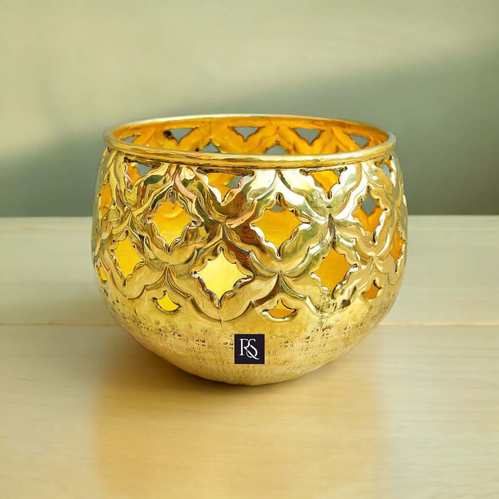 Luxurious Brass Decorative Flower Pot - 7 Inch for Indoor & Outdoor - Royalstuffs.com