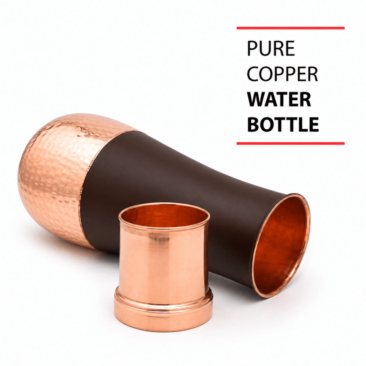 Luxurious Copper Bedroom Water Bottle with Glass, Surahi Design Carafe Set (1 Pack, 1600ml) - Royalstuffs.com