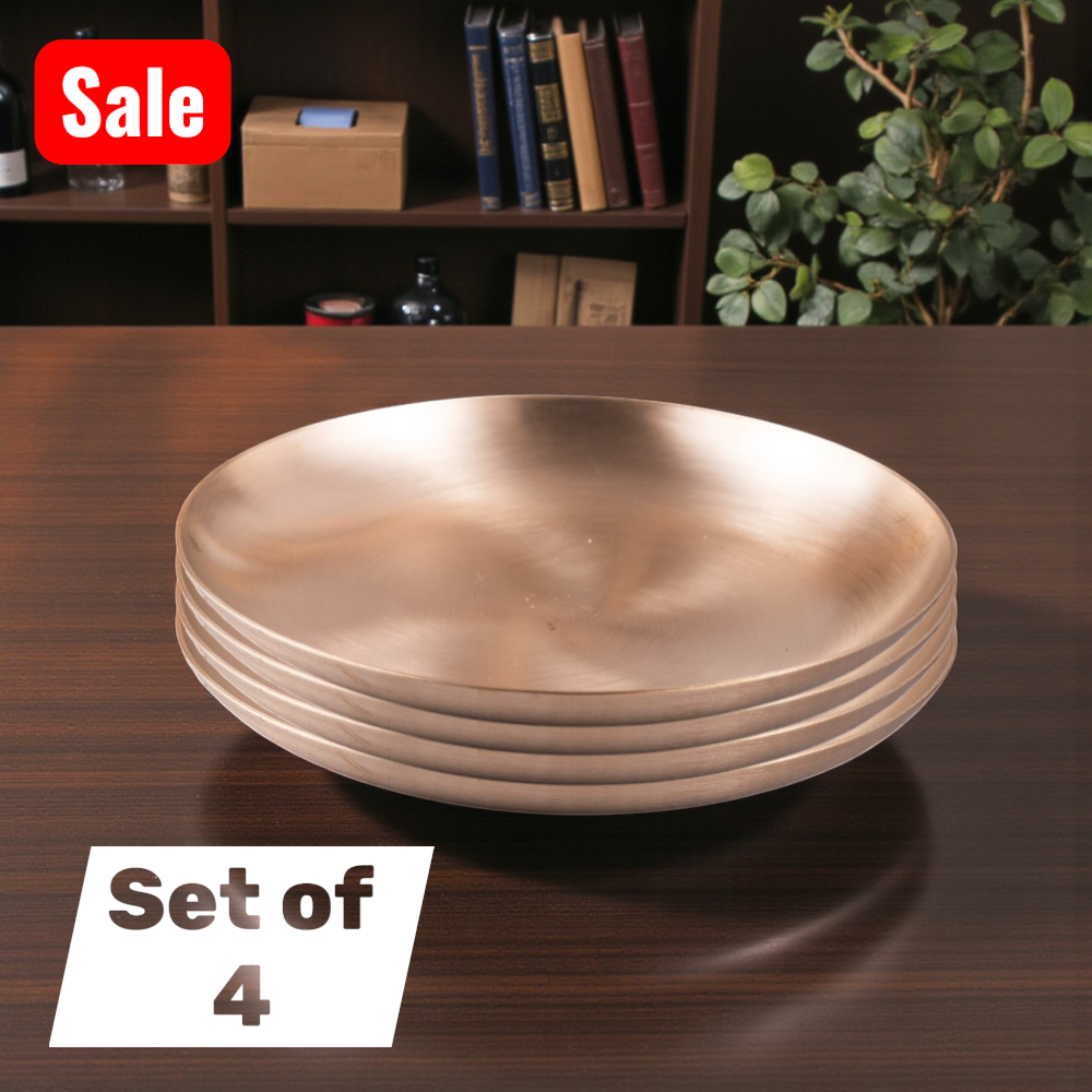 10.5-Inch Pure Matt Finish Bronze Kansa Plate Set - Set of 4