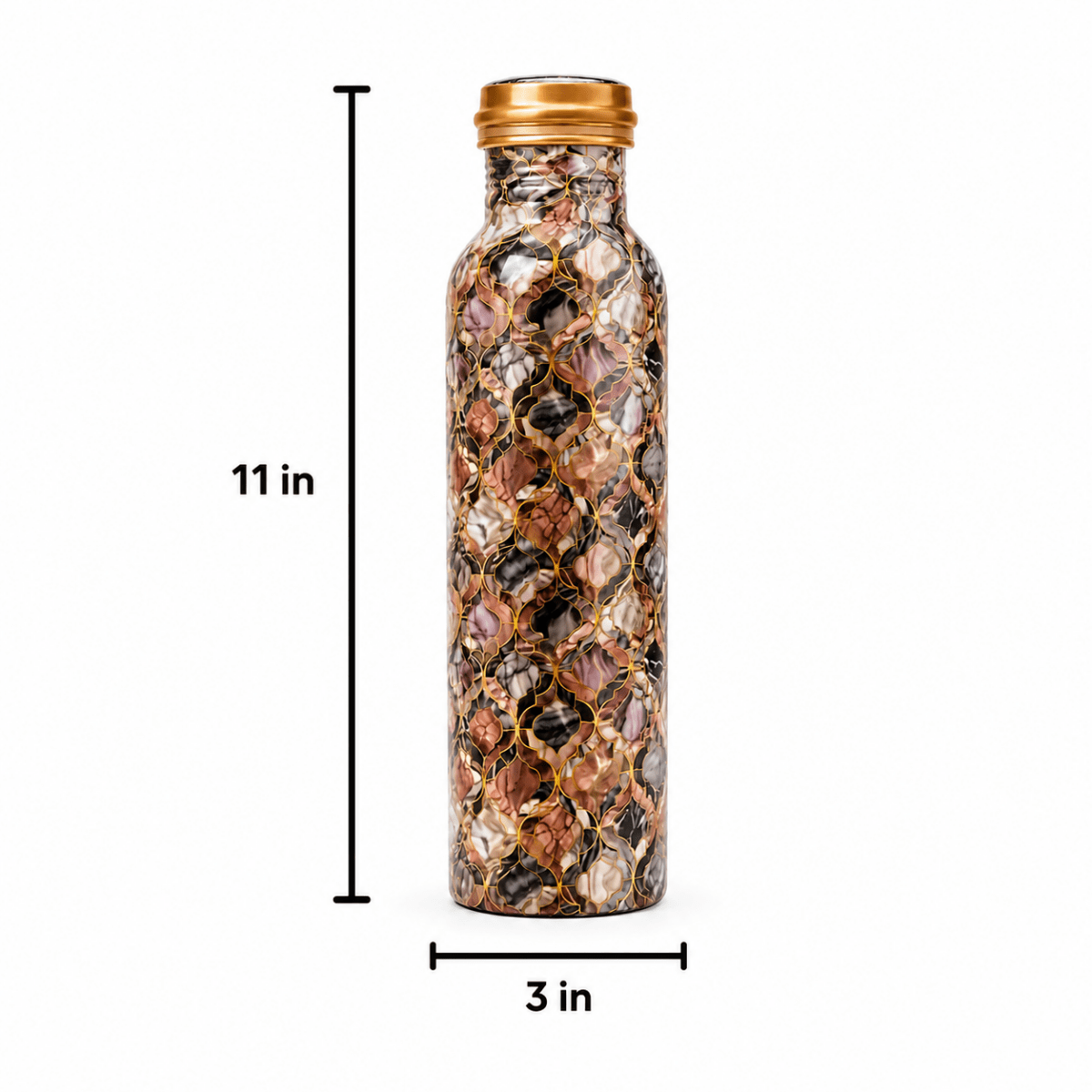 Meena Printed 1000ML Copper Water Bottle | Leak Proof Ayurvedic Drinkware - Royalstuffs.com