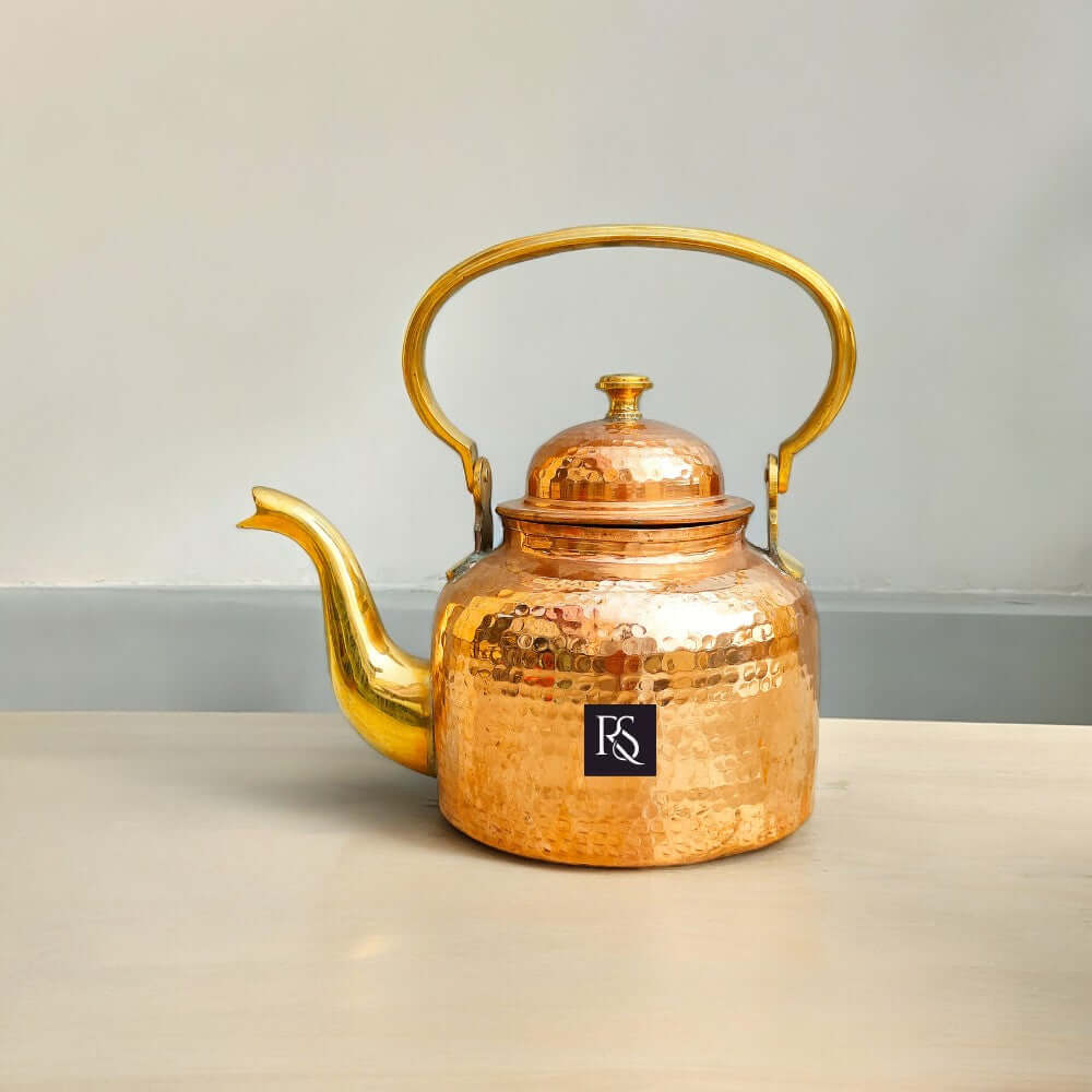 Mughlai Design Copper Tea Kettle with Tin Lining - A Regal Brewing Experience 1000ML - Royalstuffs.com